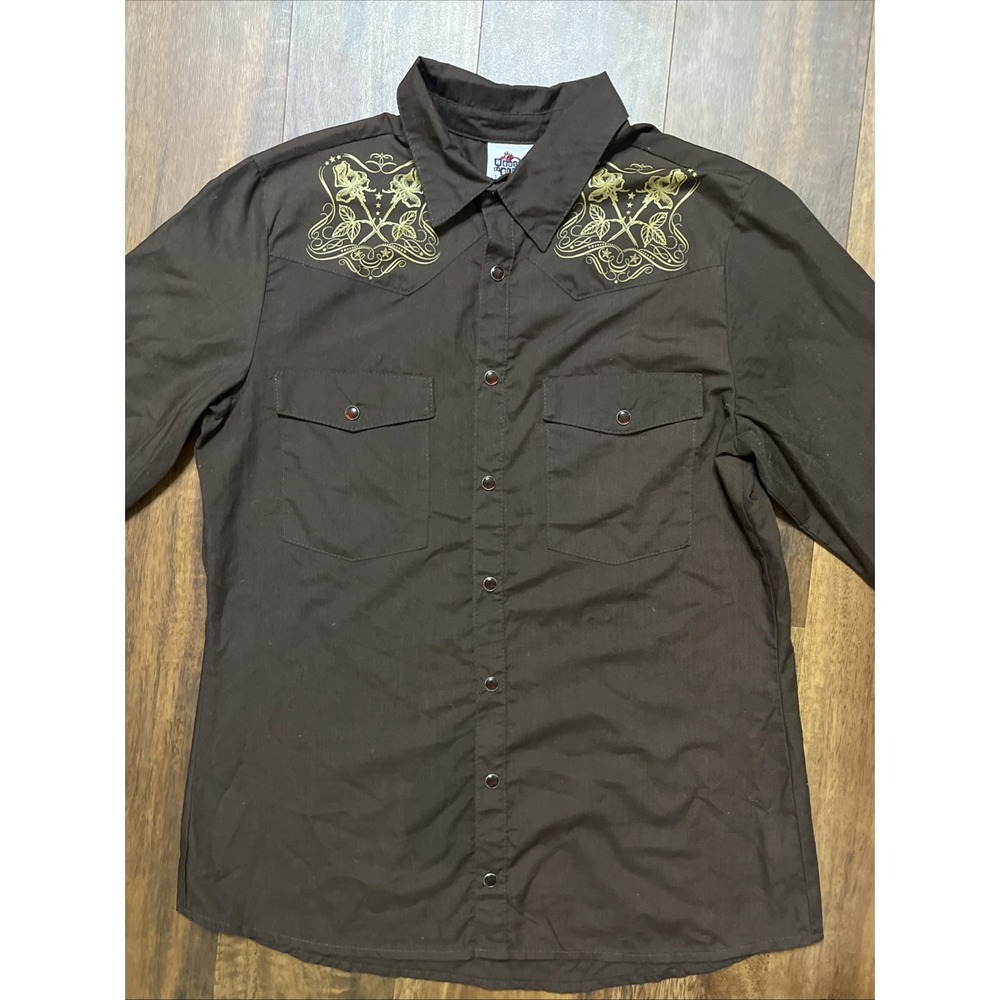 House of Blues Creed Help Ever Hurt Never Western Shirt Pearl Snap Womens M - Picture 3 of 7